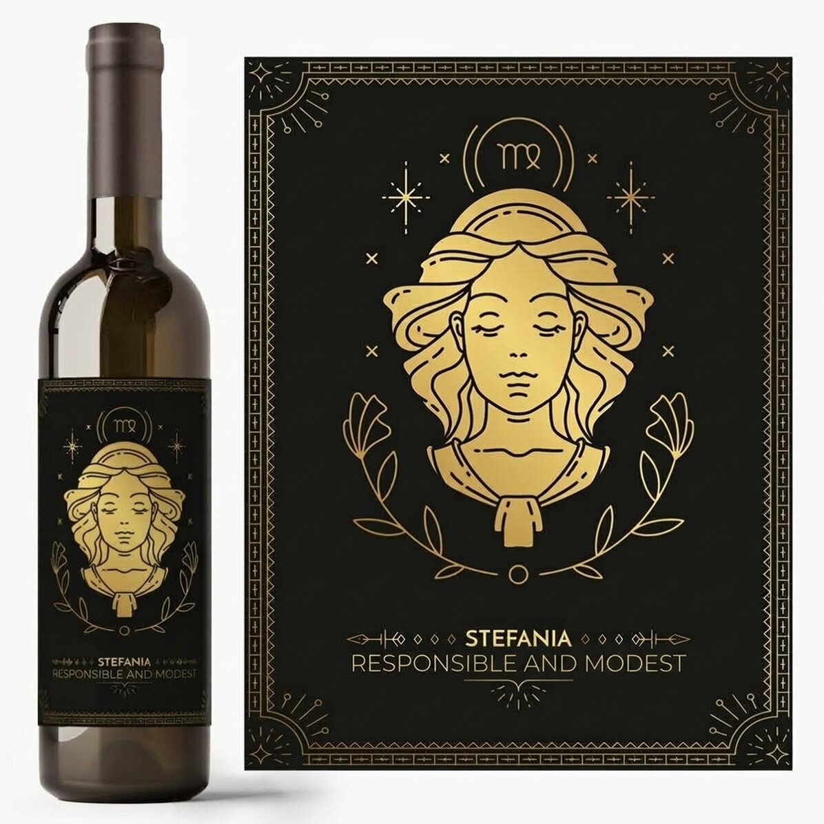 Personalised wine with text and zodiac sign - Virgo