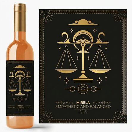Personalised wine with text and zodiac sign - Libra