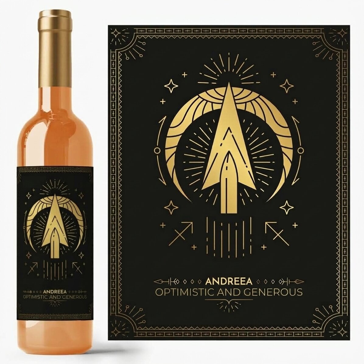 Personalised wine with text and zodiac sign - Sagittarius