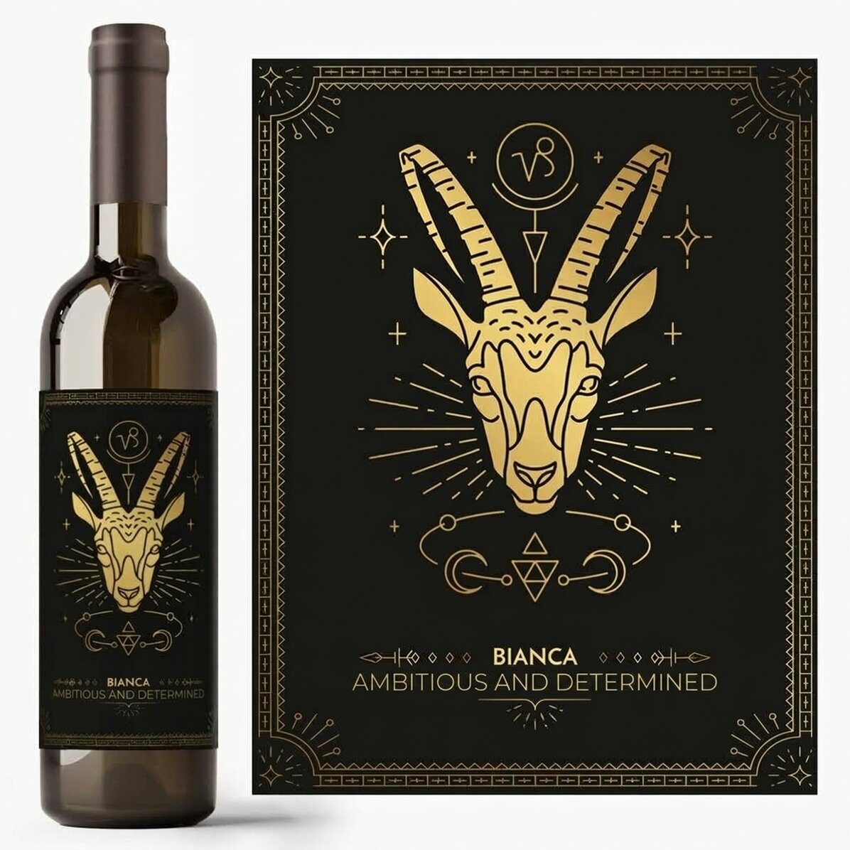 Personalised wine with text and zodiac sign - Capricorn
