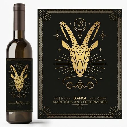Personalised wine with text and zodiac sign - Capricorn