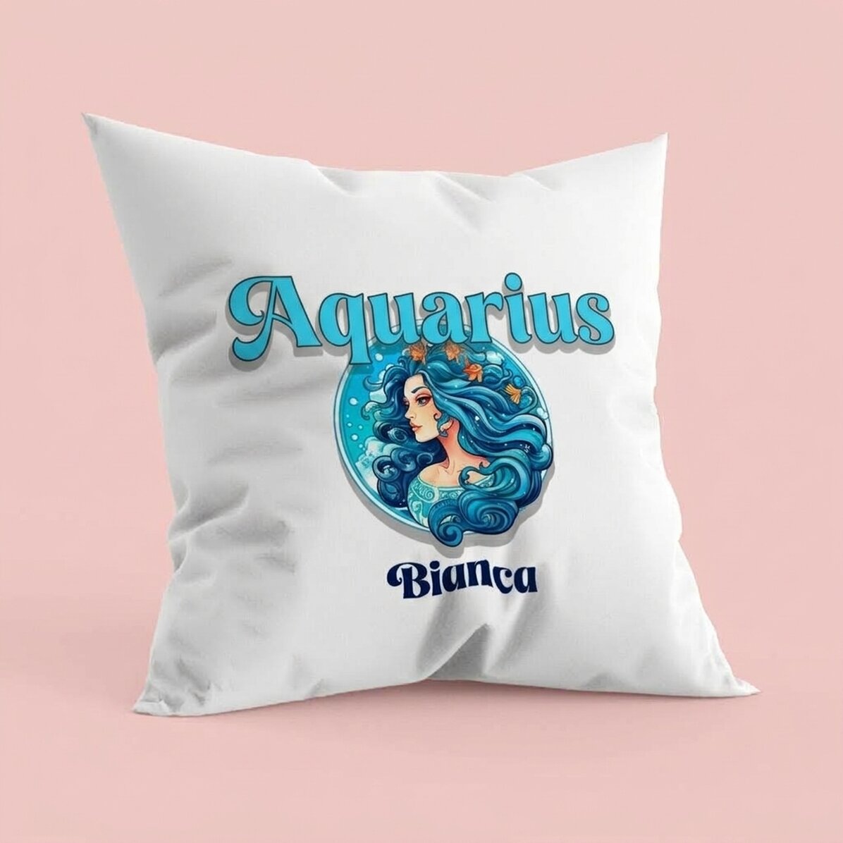 Personalised cushion with name and zodiac sign - Aquarius