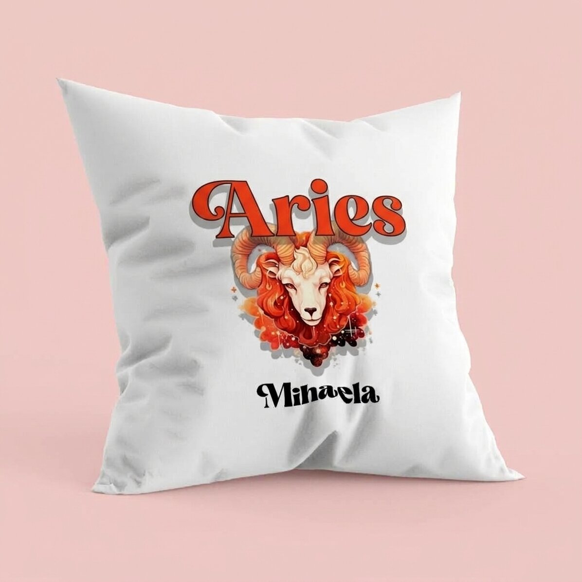 Personalised cushion with name and zodiac sign - Aries