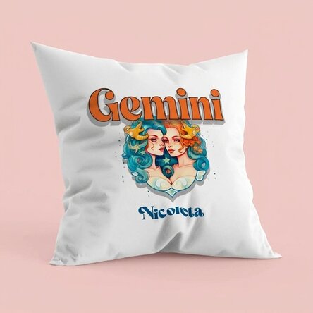 Personalised cushion with name and zodiac sign - Gemini