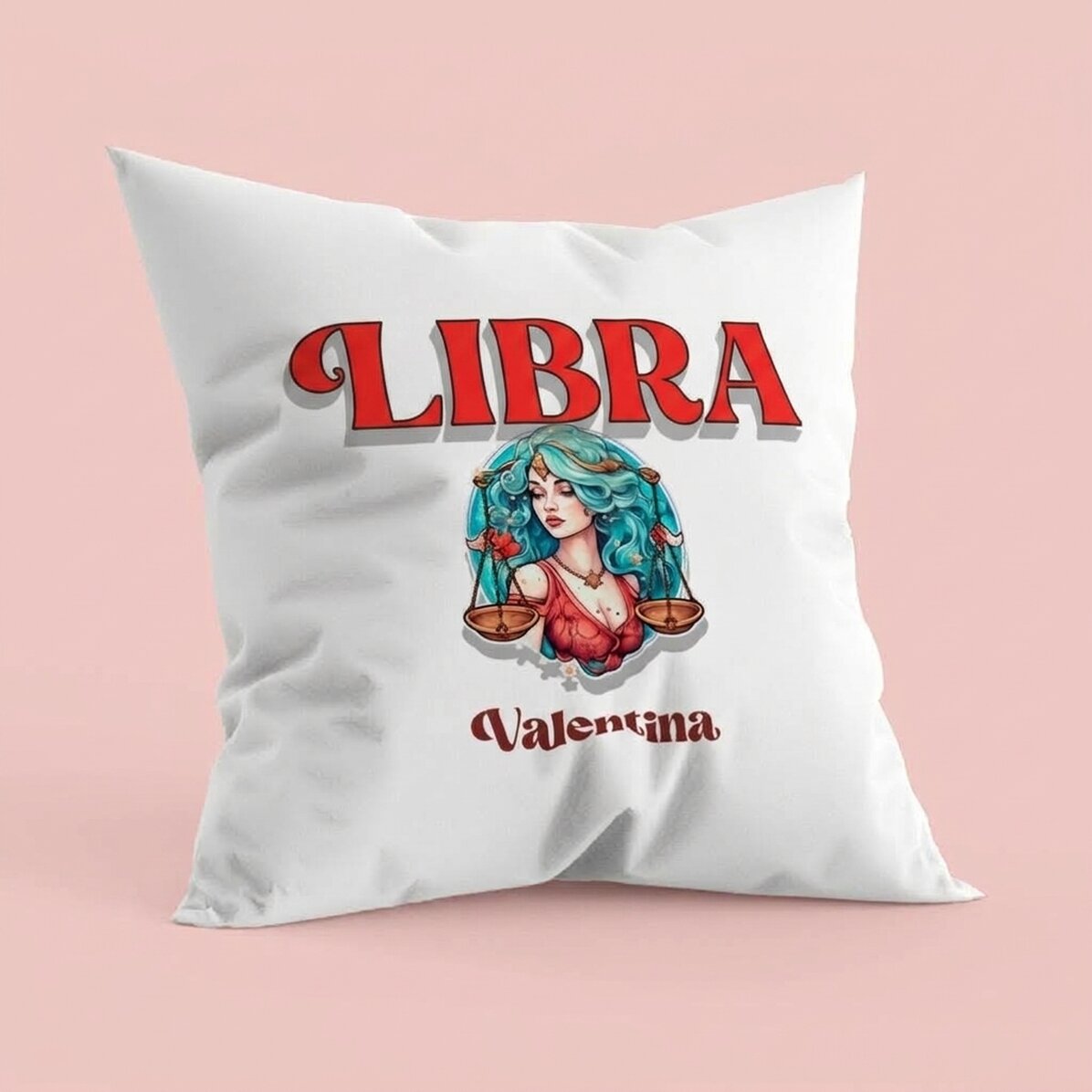 Personalised cushion with name and zodiac sign - Libra