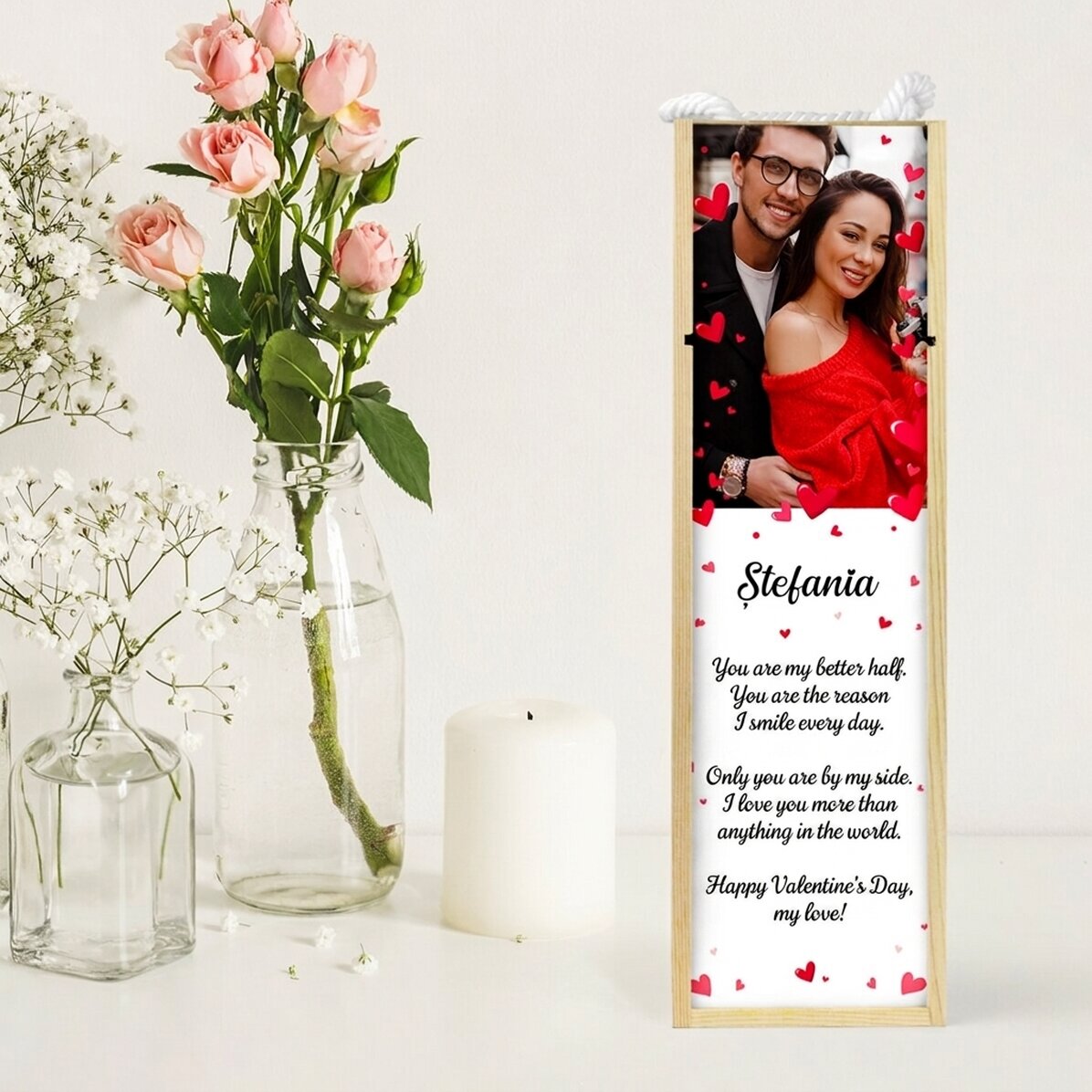 Personalised wine box with a photo and message - Love
