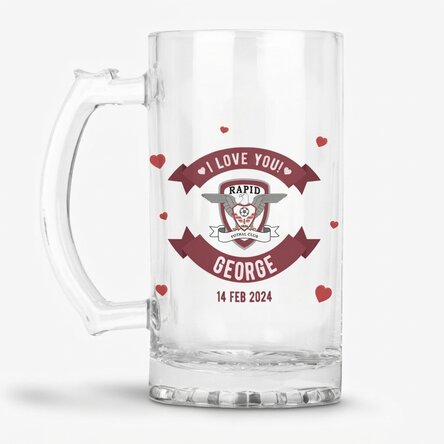 FC Rapid beer mug personalised with text - Valentine