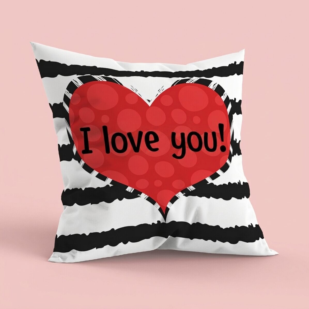 Personalised cushion with text, large format - Doodle heart