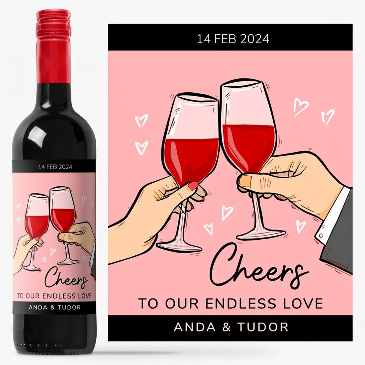 Personalised wine with text - Cheers to our love