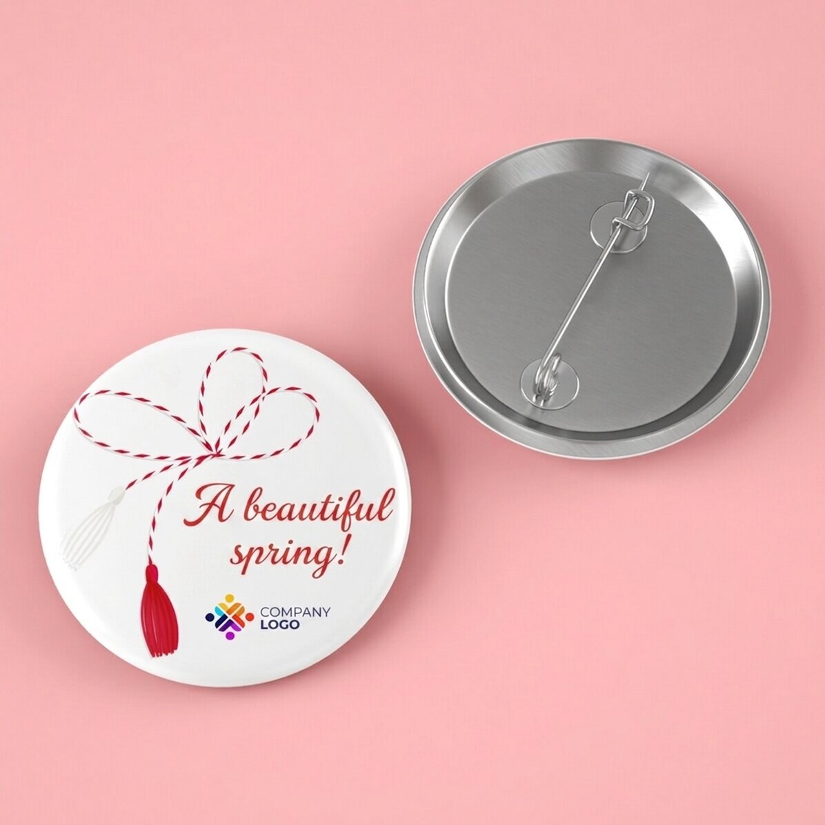 Personalised badge with logo and message