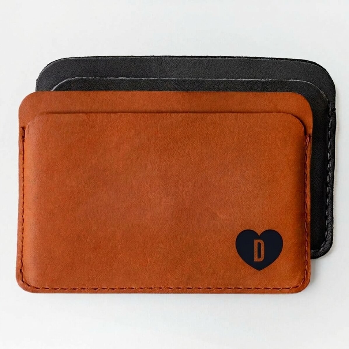 Personalised leather wallet with initial - Heart
