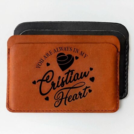 Personalised leather wallet with text - Always in my heart