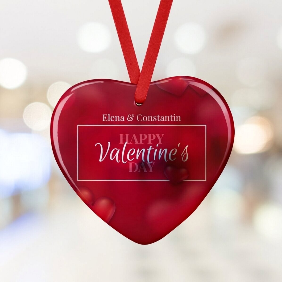Personalised heart ornament with text - Love & Hearts