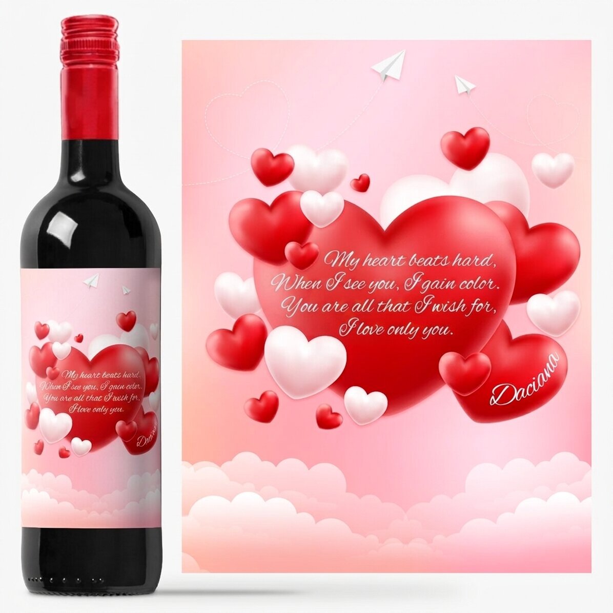 Personalised wine with text - Love message