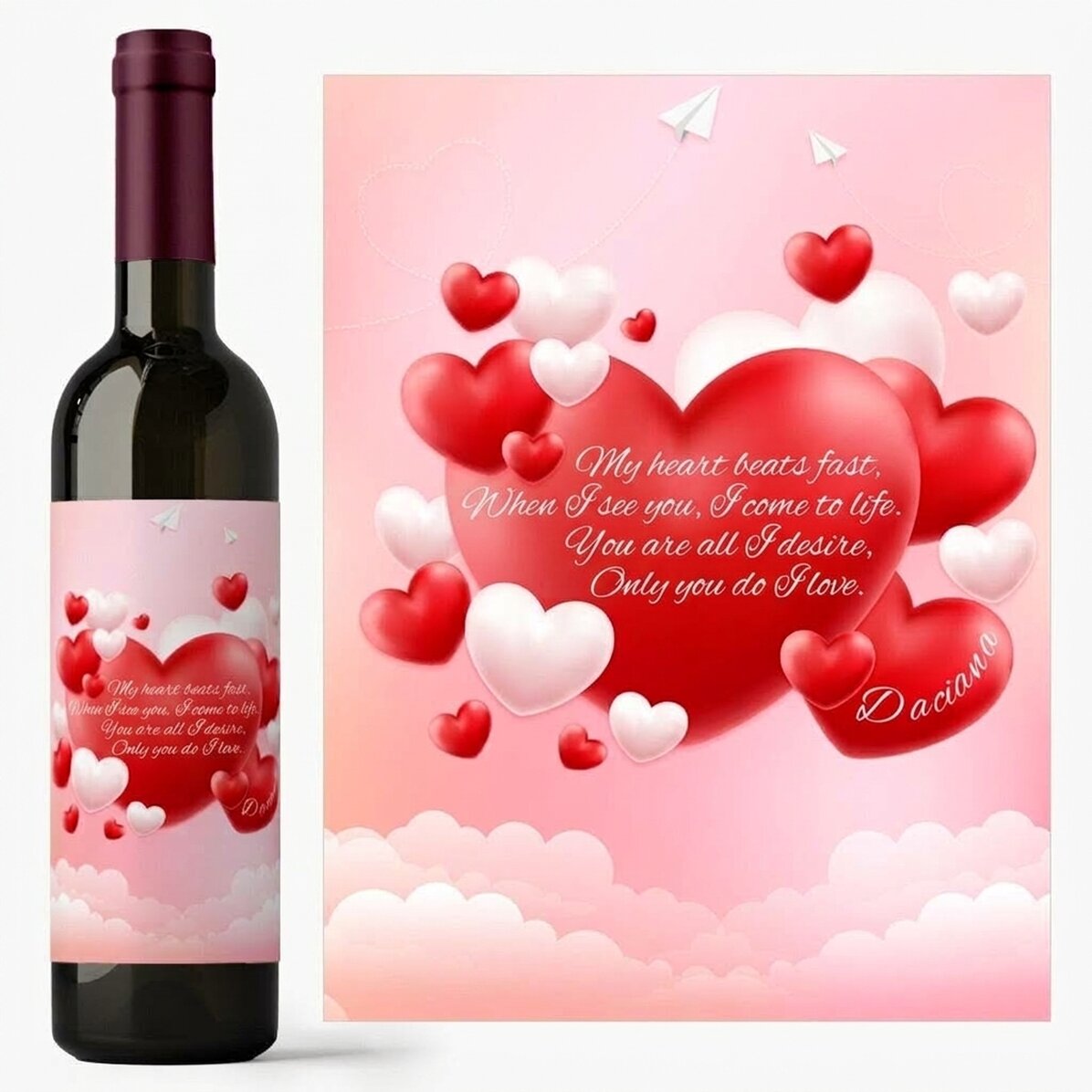 Personalised wine with text - Love message