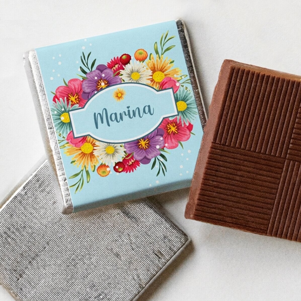 Personalised mini chocolate with name - Spring flowers