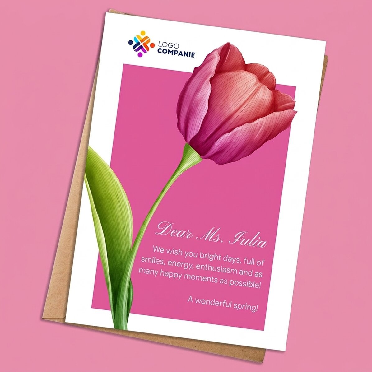 Personalised card with text and logo - Spring