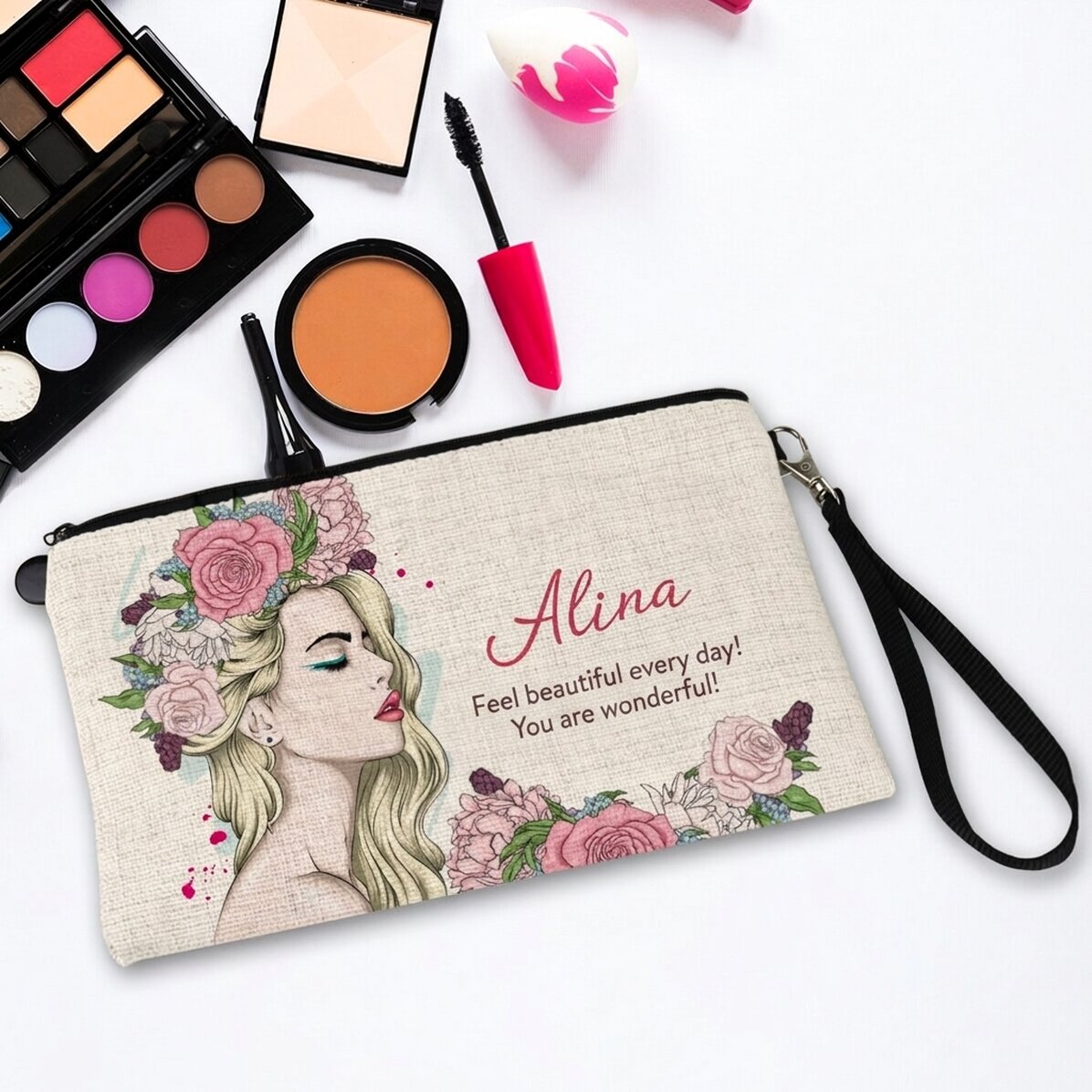 Personalised make-up kit with text - Floral beauty