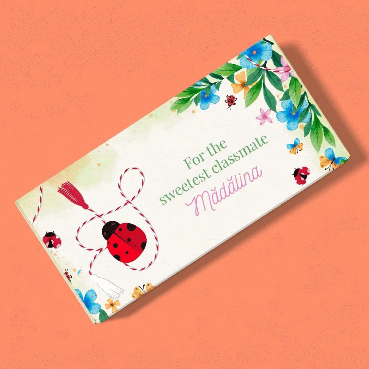 Personalised chocolate with name and message for her