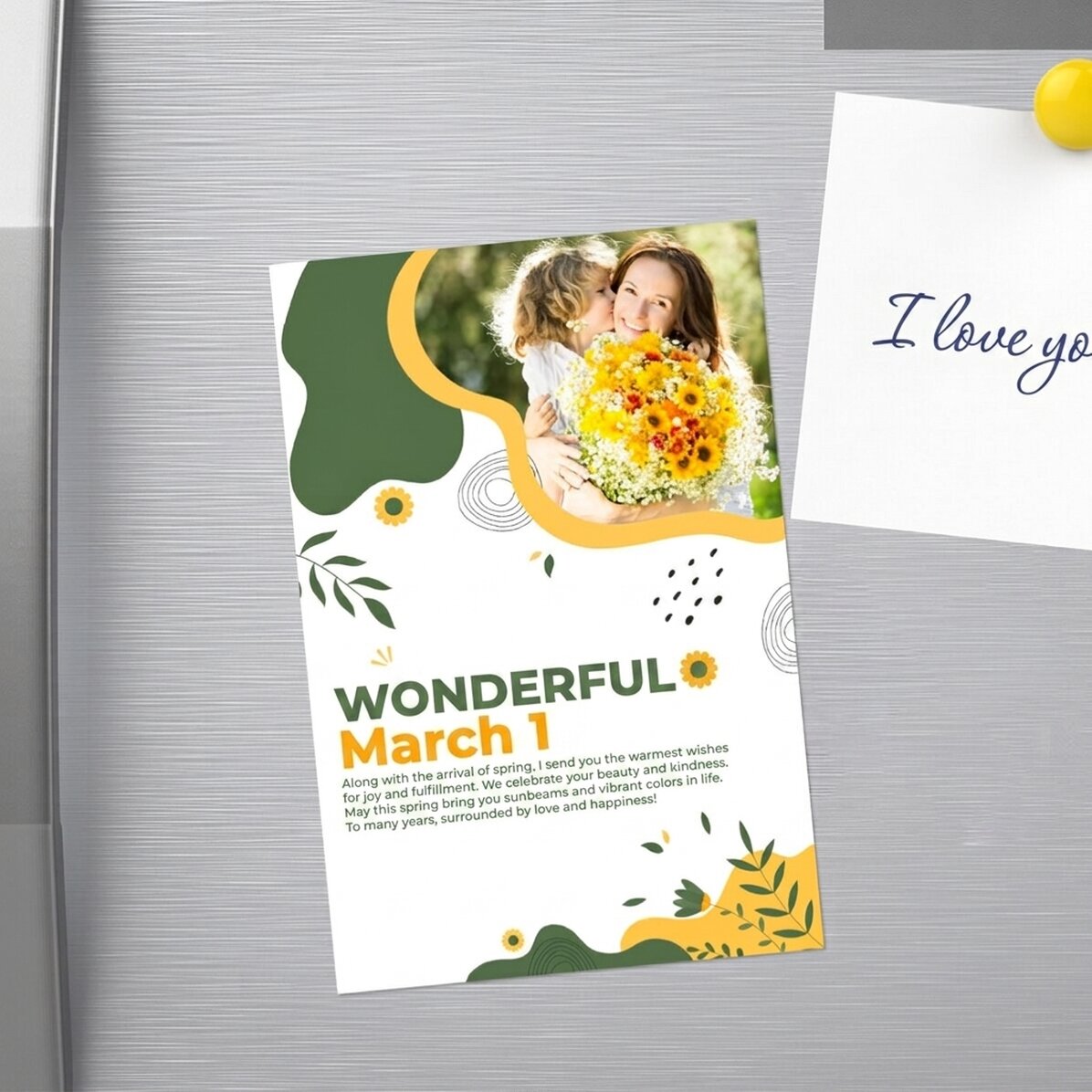 Personalised 10x15 magnet with photo and text - Hello spring