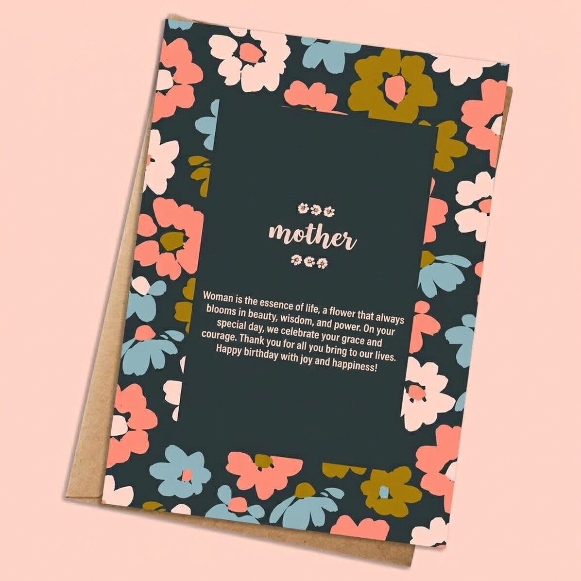 Personalised card with text - Cute flowers