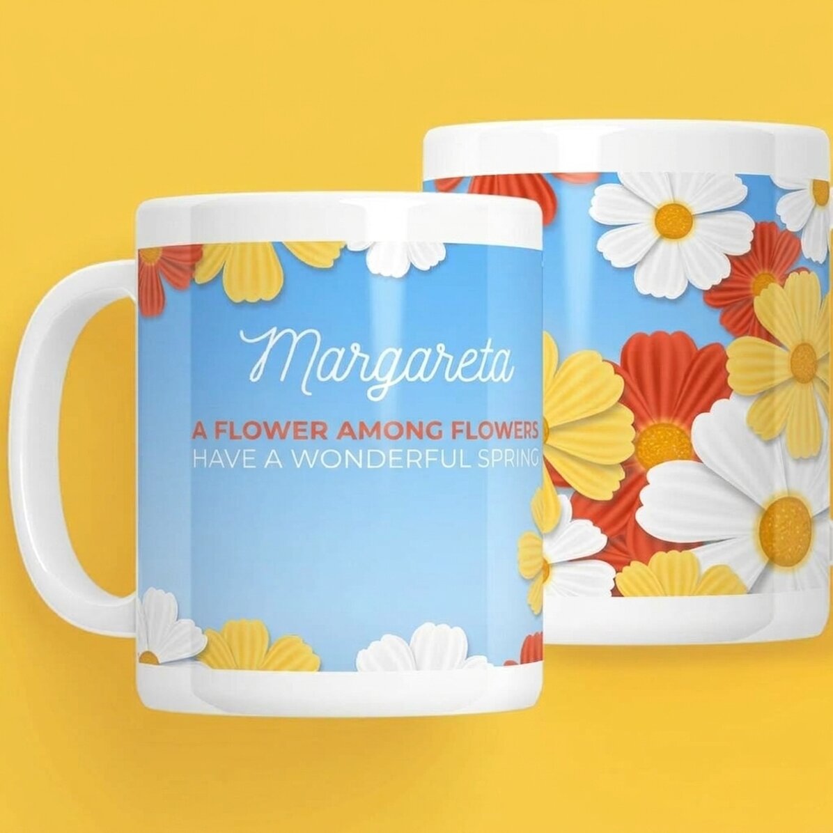 Personalised mug with text - Daisies