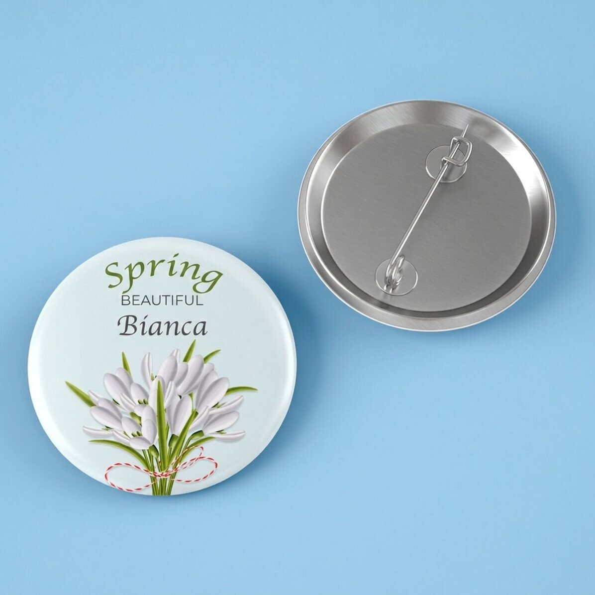Personalised badge with text - Snowdrops