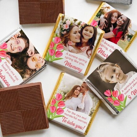 Personalised mini chocolate with photo and message - Tulips