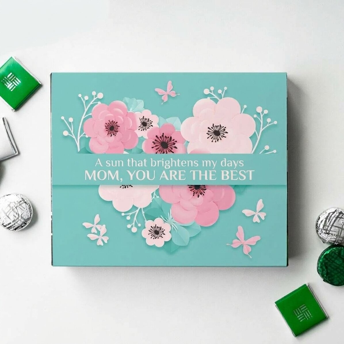 Personalised candy box with text - Flower heart
