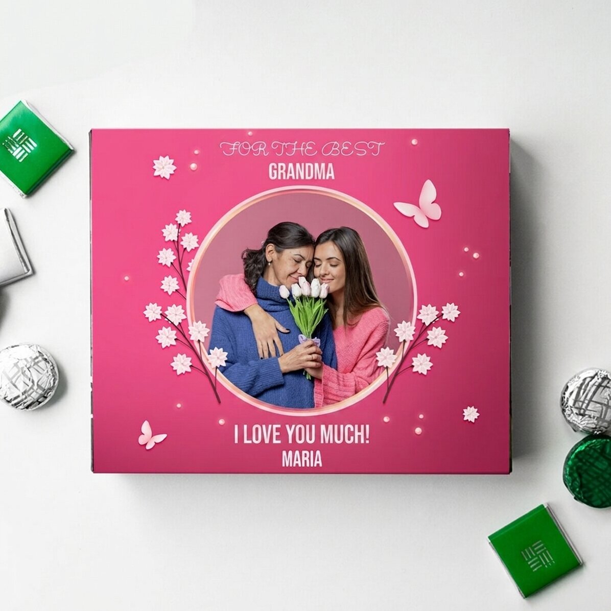 Personalised box of chocolates with photo and text - Happy spring