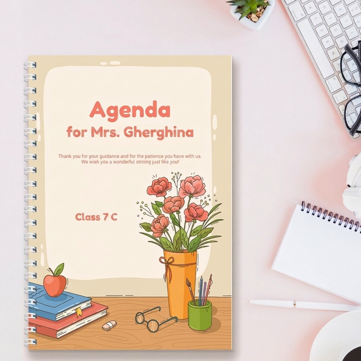 Personalised notebook with text - At the department