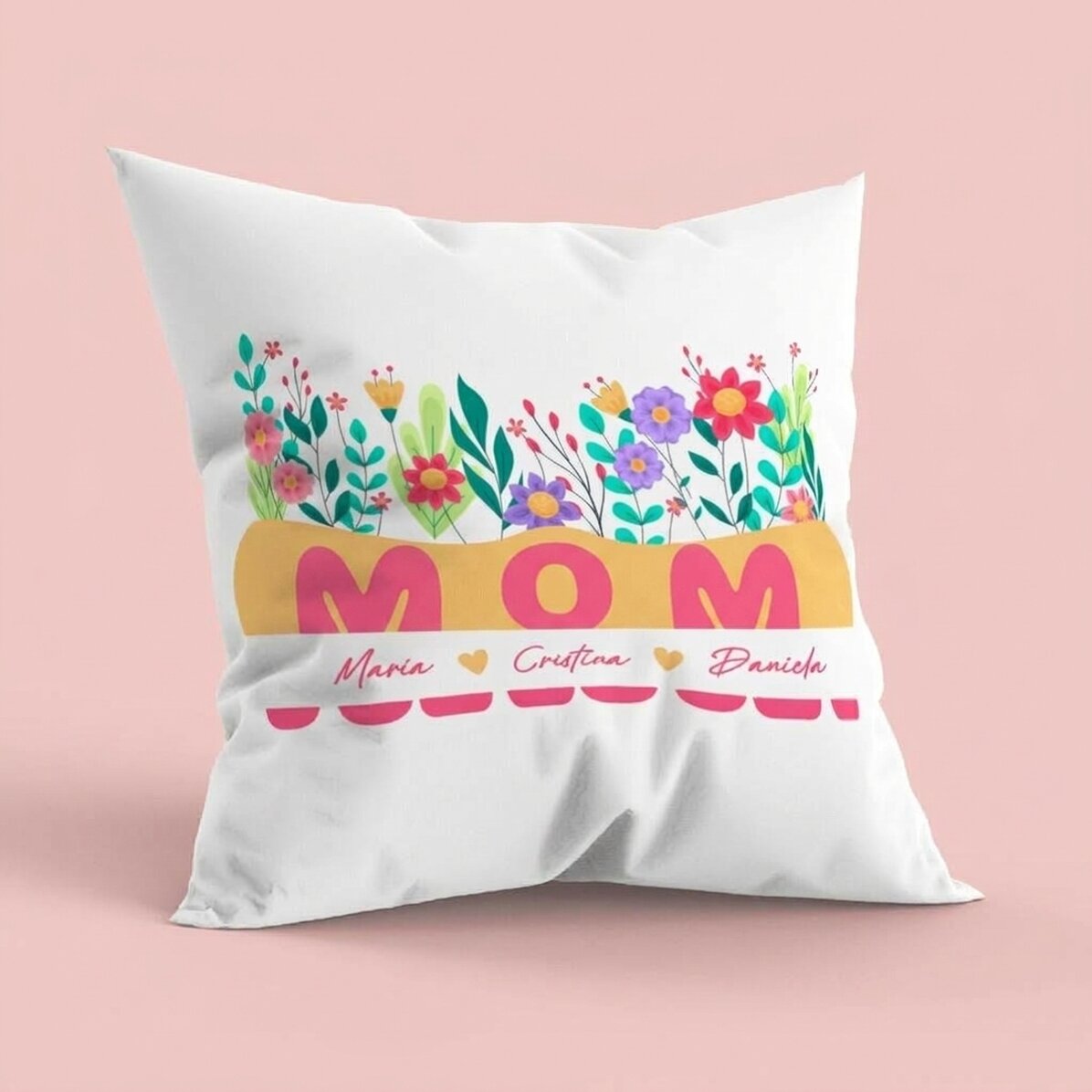 Personalised cushion with text, large size - Flower field