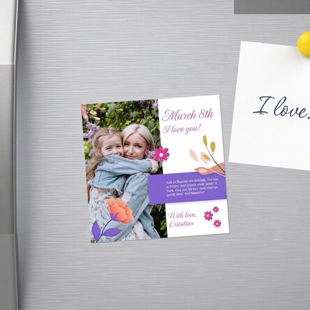 Personalised 10x10 magnet with photo and text - Joyful