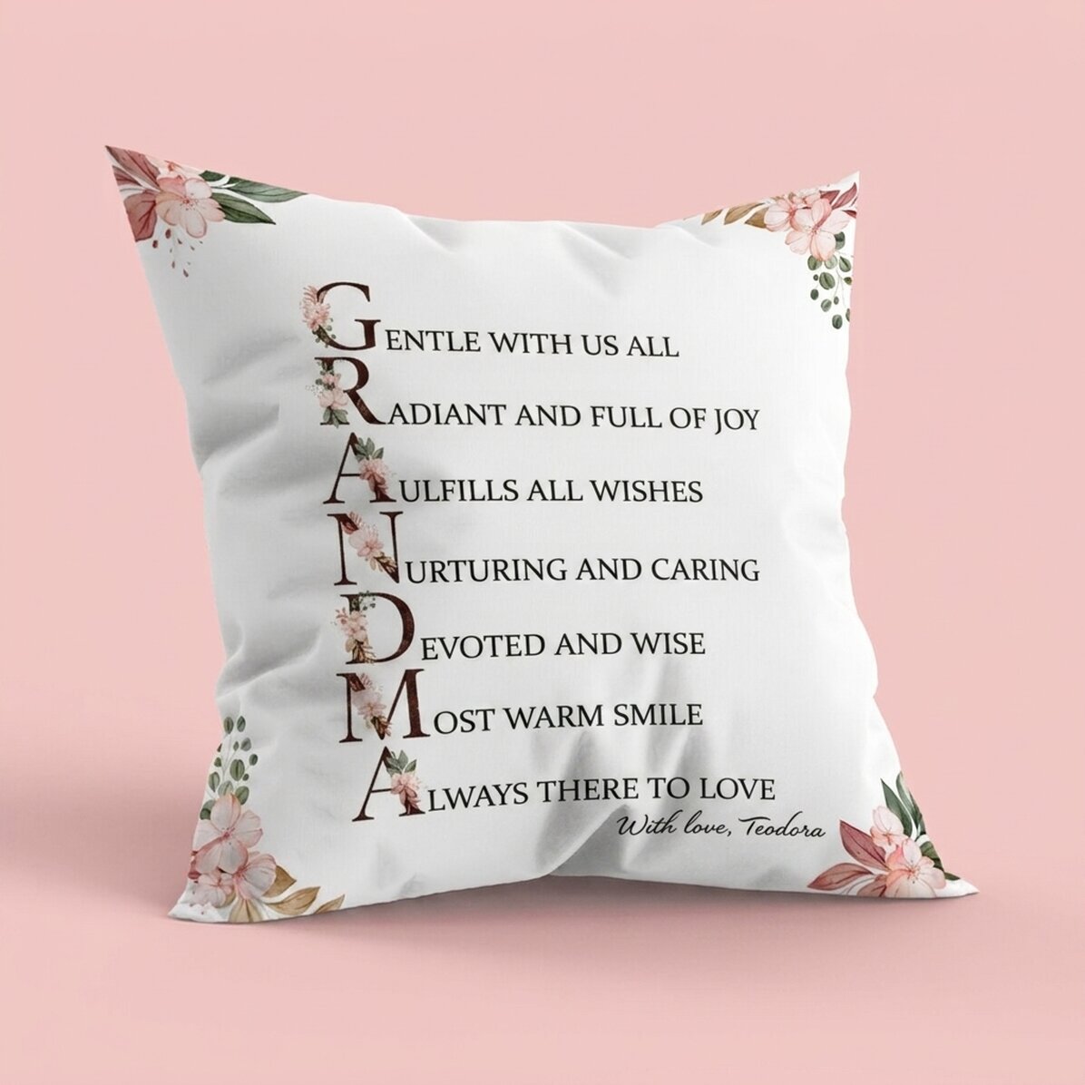 Personalised cushion with text - How is my grandmother?