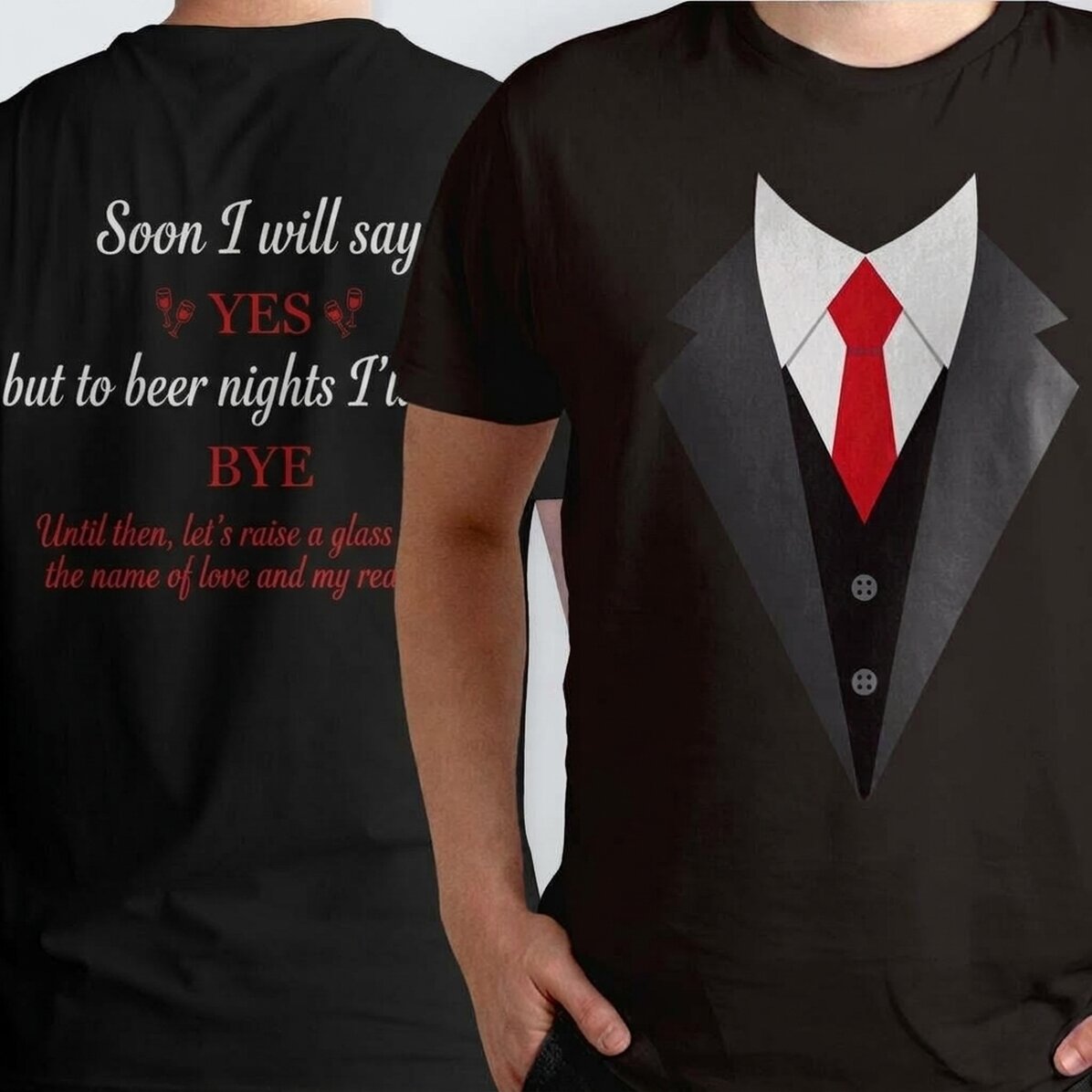 Personalised cotton T-shirt with text on both sides - Son-in-law