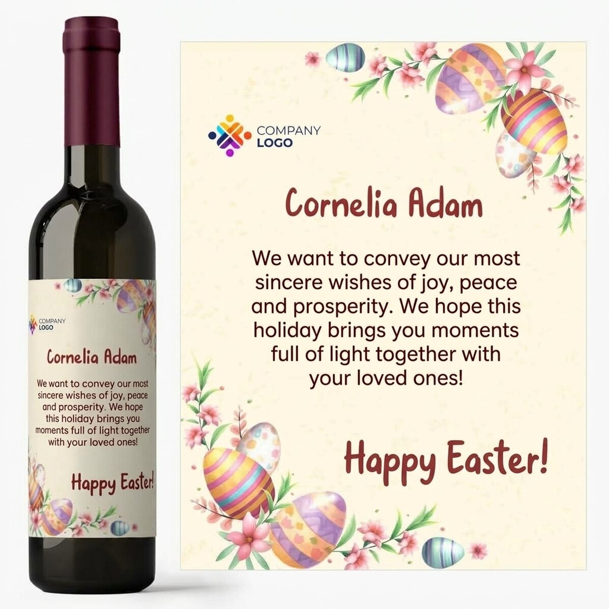 Personalised wine with logo and message - Easter eggs