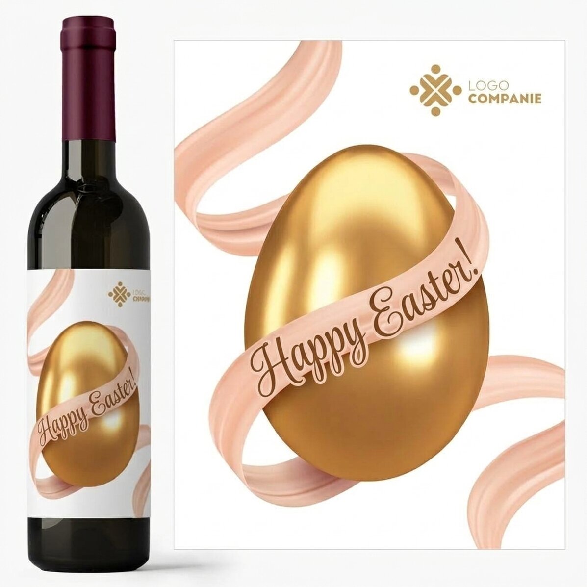 Personalised wine with logo - Happy Easter