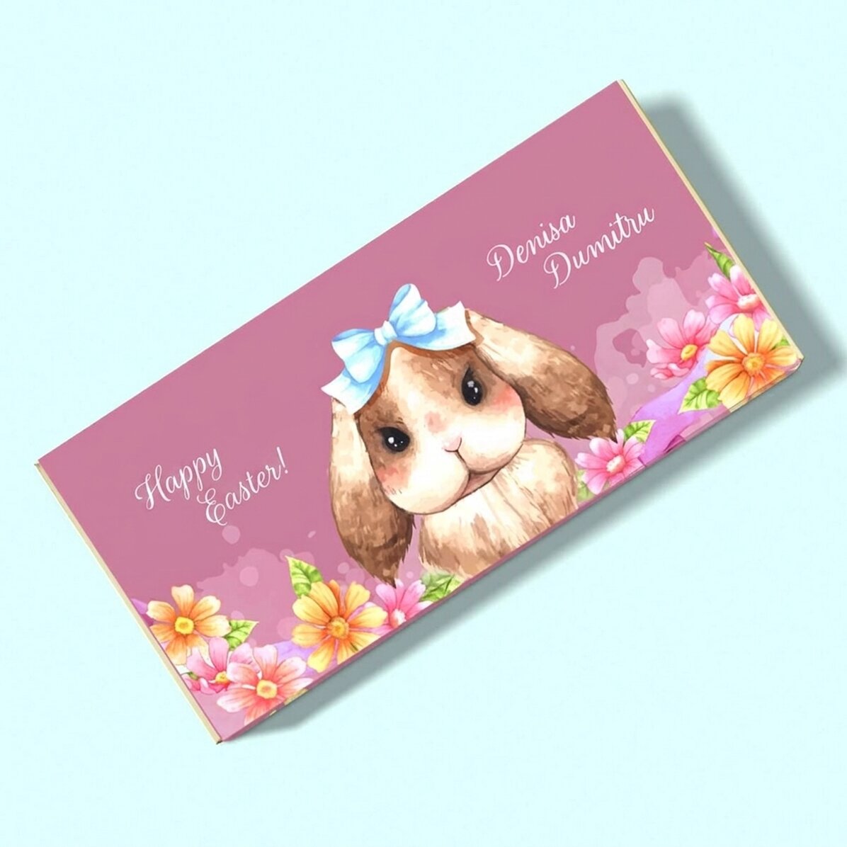 Personalised chocolate with text - Cute Bunny