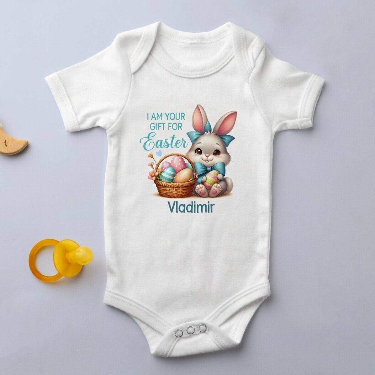 Personalised baby bodysuit with message - Easter gift, Baby Boy