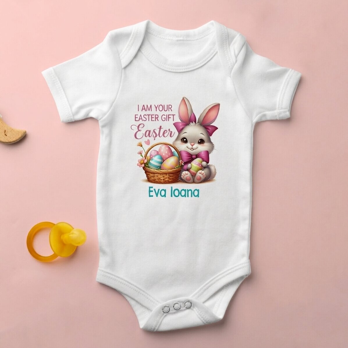 Personalised baby bodysuit with name - Easter gift, Baby Girl