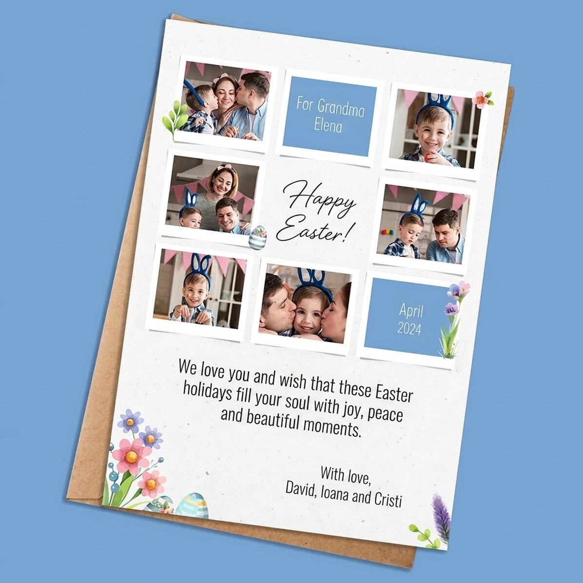 Personalised card with photos and message - Happy Easter!