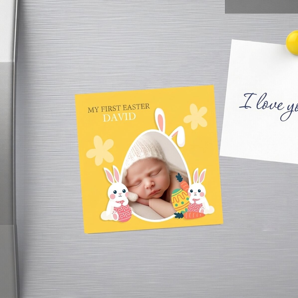 Personalised 10x10 magnet with photo and message - Easter
