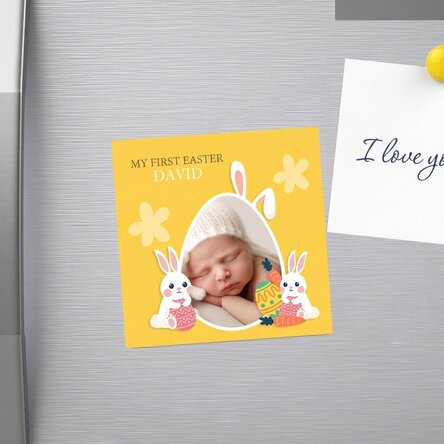 Personalised 10x10 magnet with photo and message - Easter
