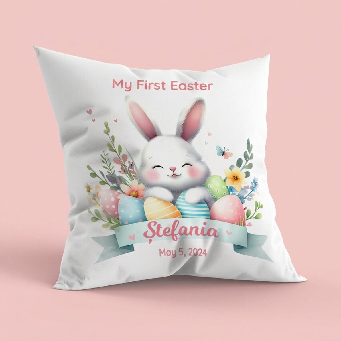 Personalised cushion with text - My first Easter