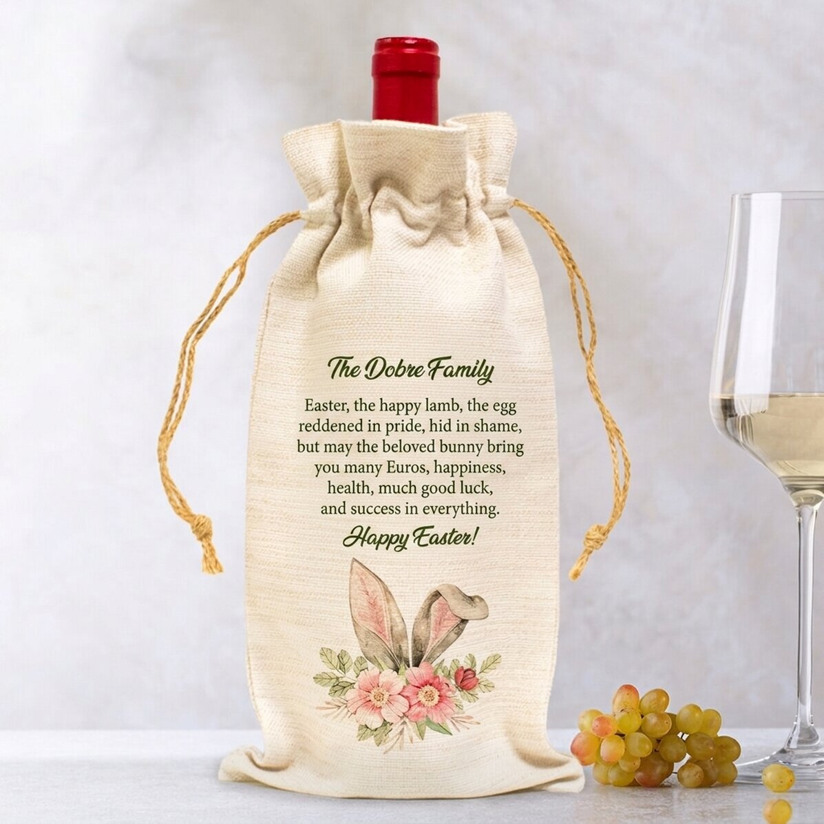 Personalised bag for wine bottle - Easter Bunny