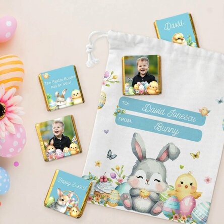 Personalised set - bag and 5 mini chocolates - From the Easter Bunny