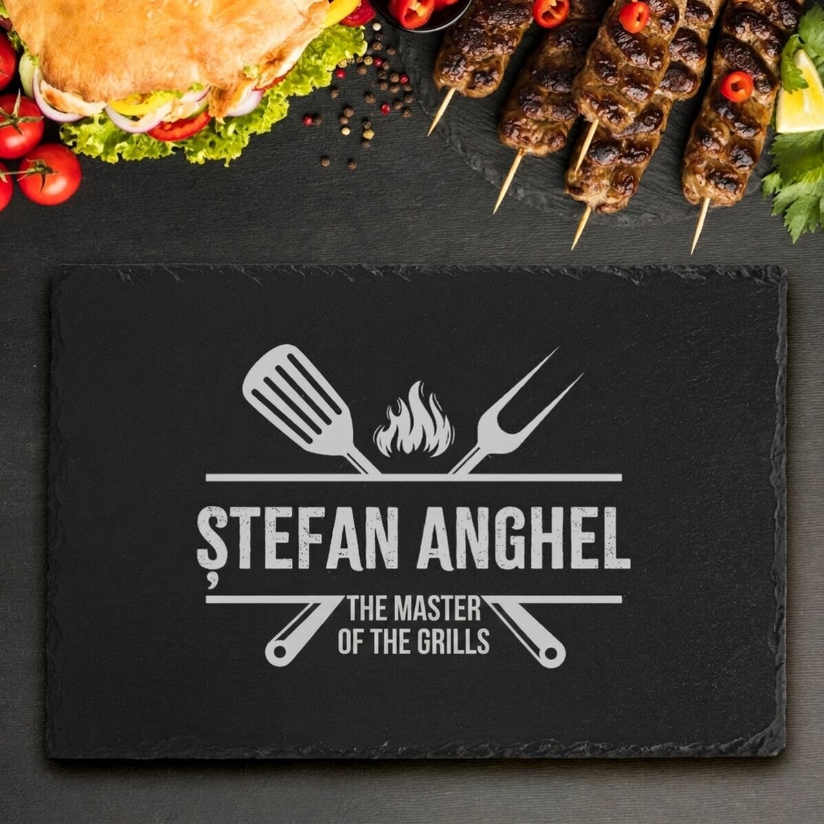Personalised engraved slate plate with text - Master of the Grill