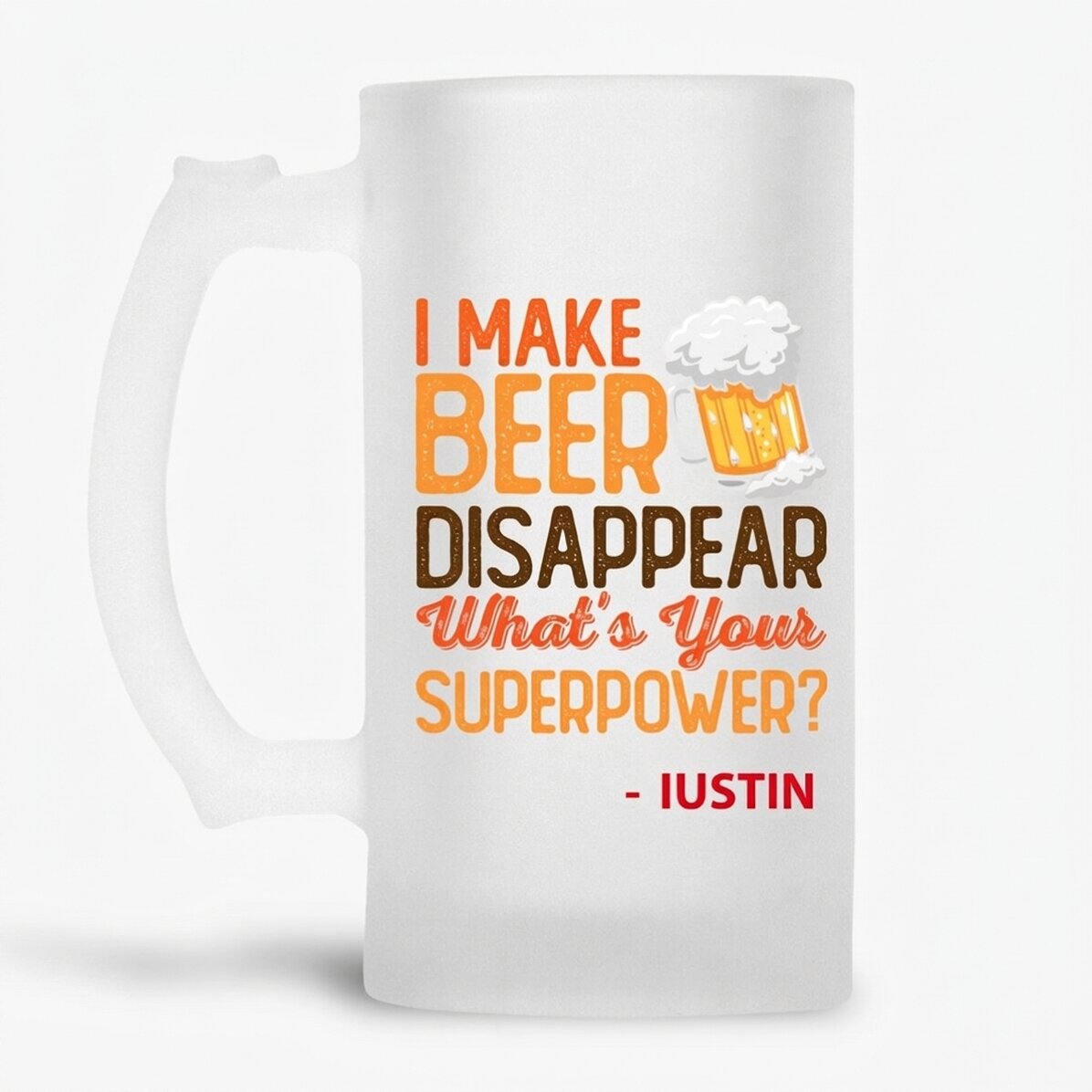 Personalised beer mug with name - Superpower