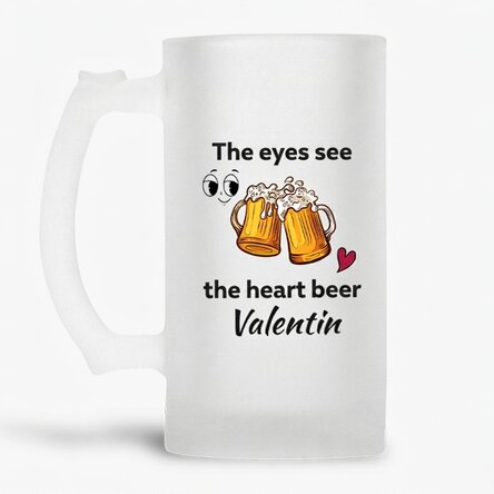 Personalised beer mug with text - The eyes see