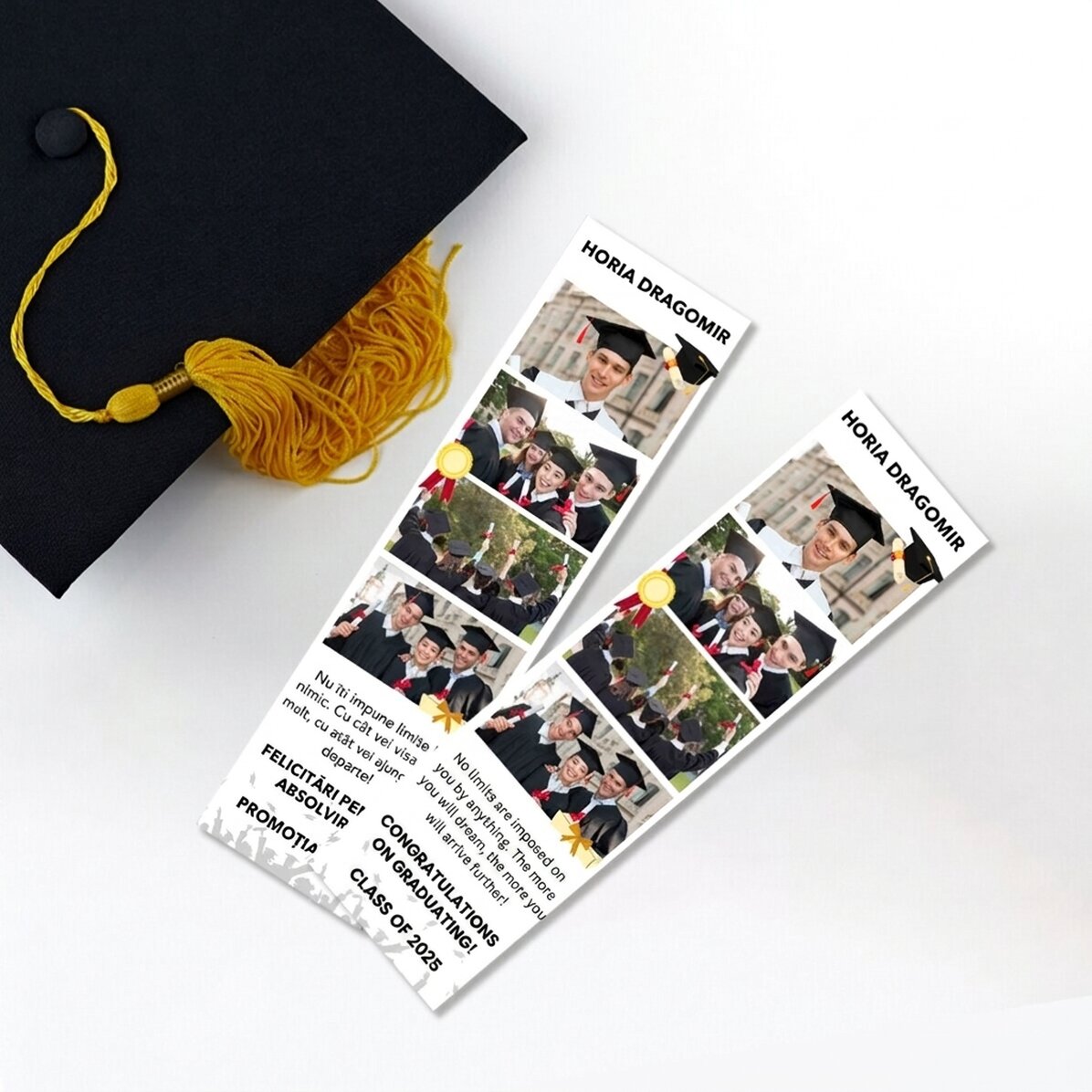 Personalised bookmark with 4 photos and text - Graduation